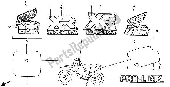 Tutte le parti per il Marchio del Honda XR 80R 1990