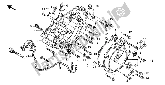 All parts for the Rear Crankcase Cover of the Honda TRX 400 FA Fourtrax Rancher AT 2004