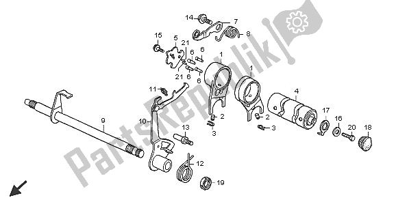 All parts for the Gearshift Drum of the Honda CRF 50F 2005