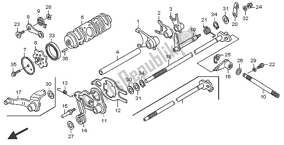 All parts for the Gearshift Drum of the Honda TRX 250 EX Sporttrax 2005