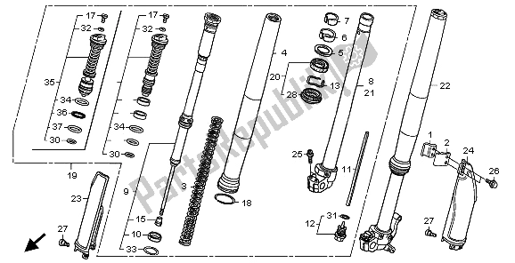 All parts for the Front Fork of the Honda CRF 250R 2009