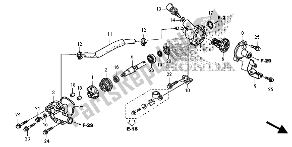 All parts for the Water Pump of the Honda FES 125 2012