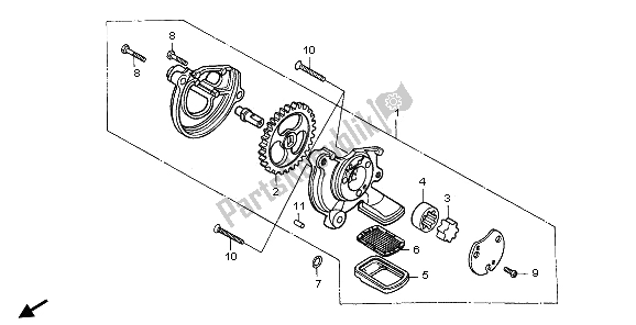 All parts for the Oil Pump of the Honda CA 125 1997