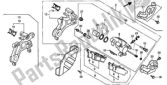 Wszystkie części do Zacisk Hamulca Tylnego Honda CR 250R 1990