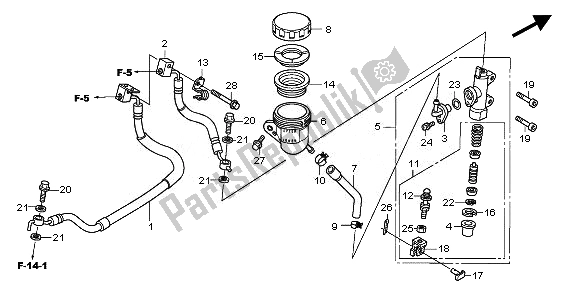 Todas las partes para Cilindro Maestro Del Freno Trasero de Honda CBF 1000 TA 2010