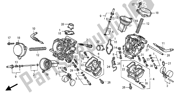 Tutte le parti per il Carburatore (parti Componenti) del Honda VT 125C 2000