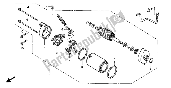 All parts for the Starting Motor of the Honda VTX 1800C 2002