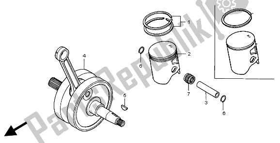 All parts for the Crankshaft of the Honda CR 250R 2002