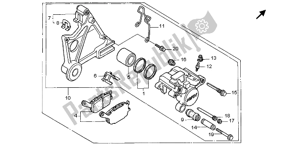 All parts for the Rear Brake Caliper of the Honda CB 1000F 1996