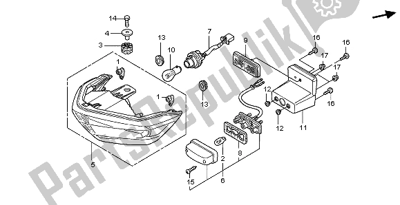 Tutte le parti per il Fanale Posteriore del Honda CBR 125 RW 2009