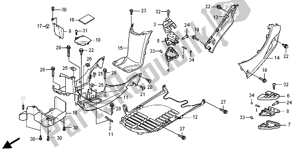 All parts for the Floor Panel & Pillion Step of the Honda SH 300R 2008