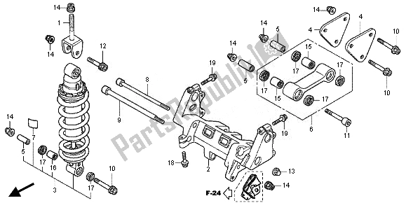 All parts for the Rear Cushion of the Honda VFR 800X 2011