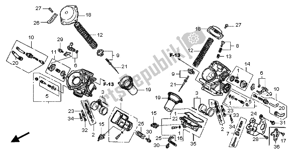 Tutte le parti per il Carburatore (parti Componenti) del Honda VT 750 DC 2001