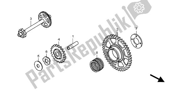 Alle onderdelen voor de Startgedreven Versnelling van de Honda CBR 600F 2011