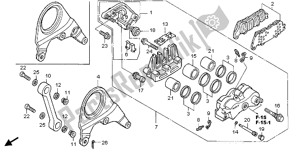 All parts for the Rear Brake Caliper of the Honda VFR 800 2007