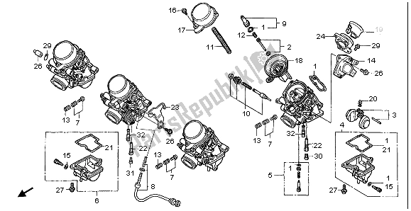 Todas as partes de Carburador (peças Componentes) do Honda CBF 600 NA 2007