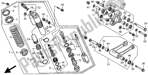 All parts for the Rear Cushion of the Honda CR 500R 1999