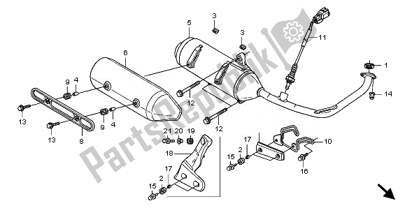 Todas as partes de Silenciador De Exaustão do Honda FES 125A 2008