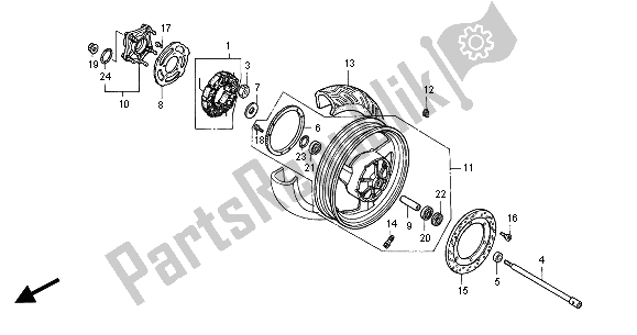 All parts for the Rear Wheel of the Honda ST 1100A 2001