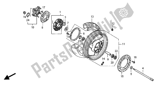 All parts for the Rear Wheel of the Honda ST 1100A 2001