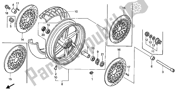 All parts for the Front Wheel of the Honda CBR 900 RR 1993