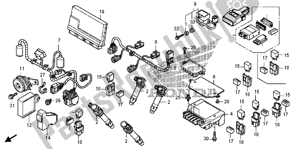 Todas as partes de Sub Arnês do Honda VFR 1200X 2012