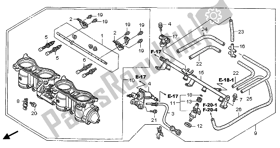 Alle onderdelen voor de Gasklephuis van de Honda CBR 1000 RR 2005