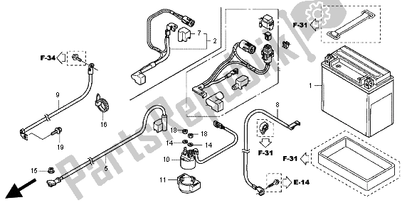 Todas las partes para Batería de Honda TRX 420 FA Fourtrax Rancher AT 2012