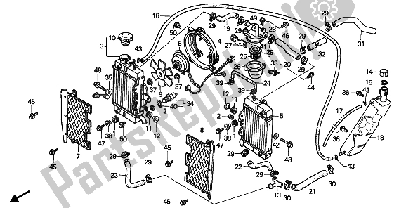 Tutte le parti per il Radiatore E Copertura del Honda XRV 750 Africa Twin 1992