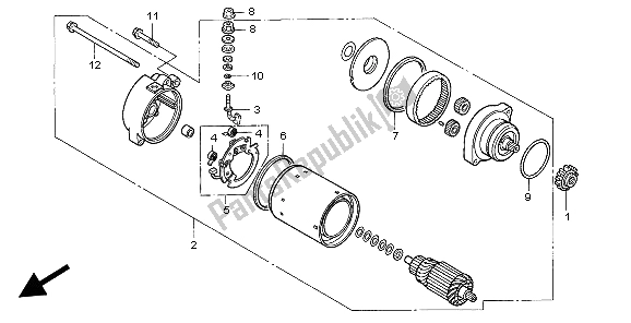 All parts for the Starting Motor of the Honda CB 750F2 1999