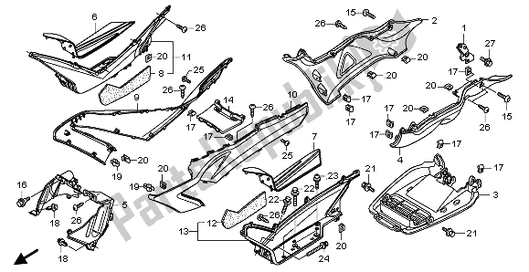 All parts for the Floor Step & Under Cover of the Honda FJS 400A 2009