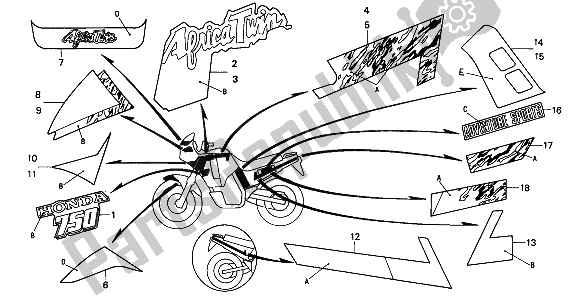 All parts for the Stripe & Mark of the Honda XRV 750 Africa Twin 1992