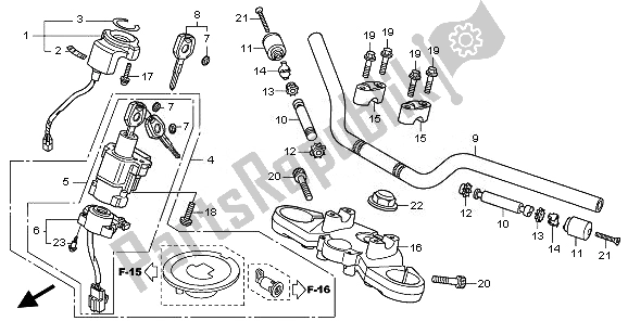 All parts for the Handle Pipe & Top Bridge of the Honda CB 600 FA Hornet 2008