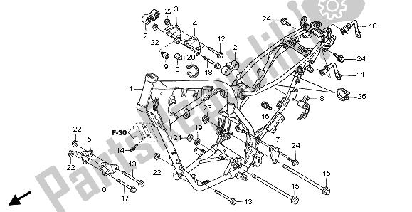 All parts for the Frame Body of the Honda XR 125L 2003