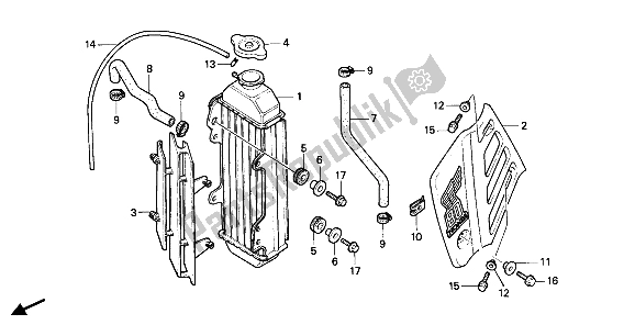 All parts for the Radiator of the Honda CR 80R 1987