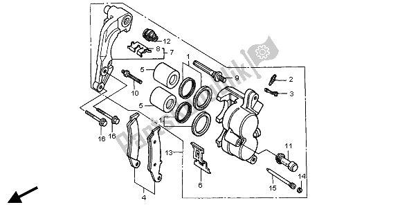 Todas las partes para Pinza De Freno Delantero de Honda CR 500R 2001