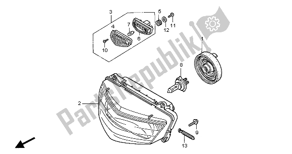 Toutes les pièces pour le Phare (eu) du Honda VTR 1000F 2001