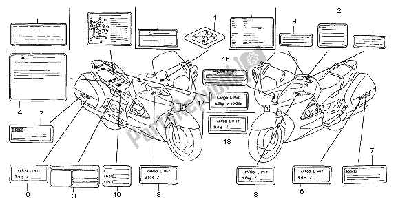 Toutes les pièces pour le étiquette D'avertissement du Honda ST 1300A 2007