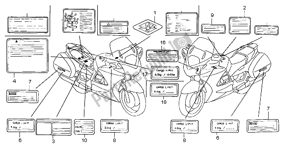 Tutte le parti per il Etichetta Di Avvertenza del Honda ST 1300A 2007