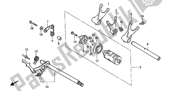 All parts for the Gearshift Drum of the Honda XL 600V Transalp 1993