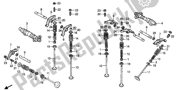 All parts for the Camshaft & Valve of the Honda XL 600 1988