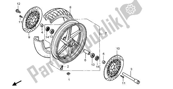 All parts for the Front Wheel of the Honda CBR 600F 1995