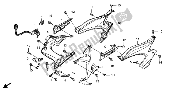 All parts for the Side Cover of the Honda TRX 700 XX 2009