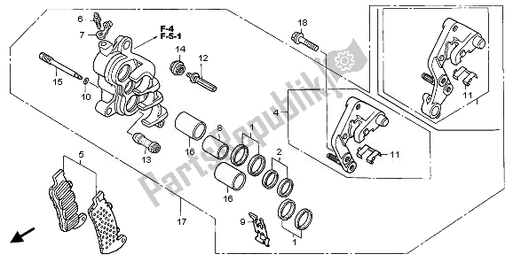 All parts for the R. Front Brake Caliper of the Honda VFR 800 2008