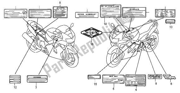 Tutte le parti per il Etichetta Di Avvertenza del Honda VFR 800 FI 1998