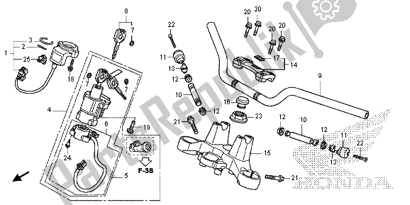 Alle onderdelen voor de Handvatpijp & Hoogste Brug van de Honda NC 700 SA 2013
