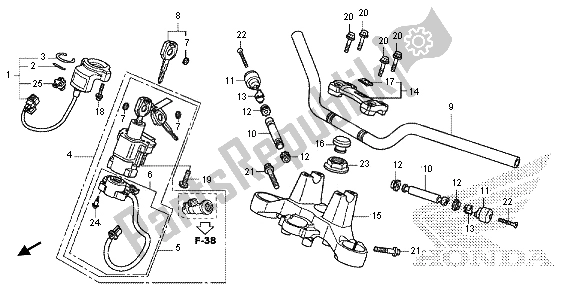 Alle onderdelen voor de Handvatpijp & Hoogste Brug van de Honda NC 700 SA 2013