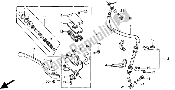 All parts for the Fr. Brake Master Cylinder of the Honda VT 750C 1997