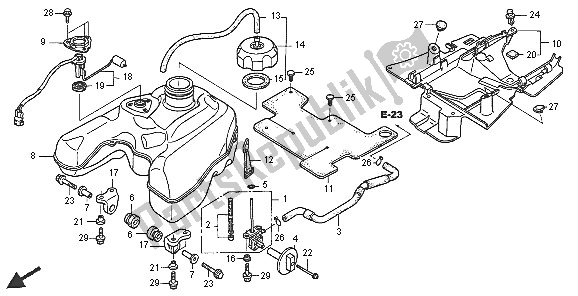 Alle onderdelen voor de Benzinetank van de Honda TRX 650 FA Fourtrax Rincon 2005