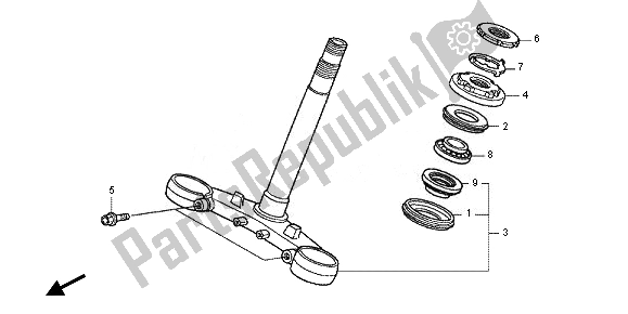 All parts for the Steering Stem of the Honda VFR 800X 2011